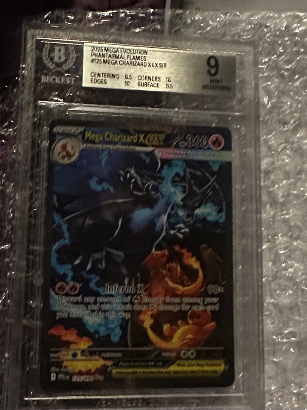 Mega Charizard X & EX - Pokémon Full Art Holo Card (Blue & Black, Fire Accent)